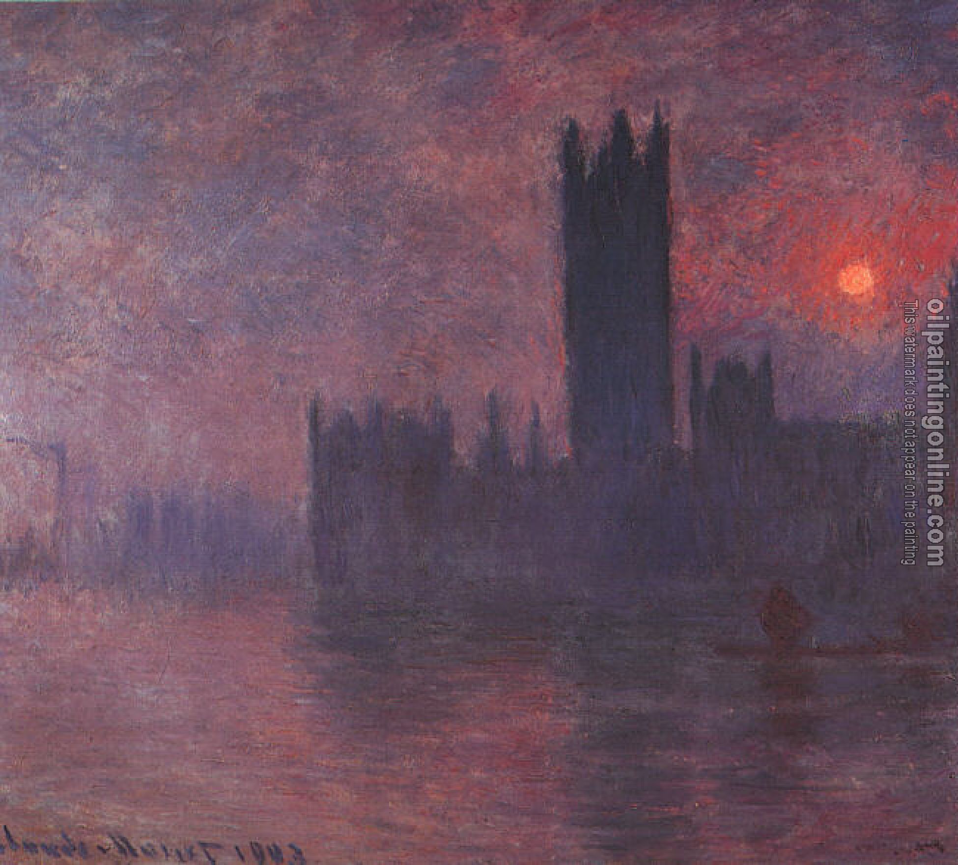 Monet, Claude Oscar - London: Houses of Parliament at Sunset